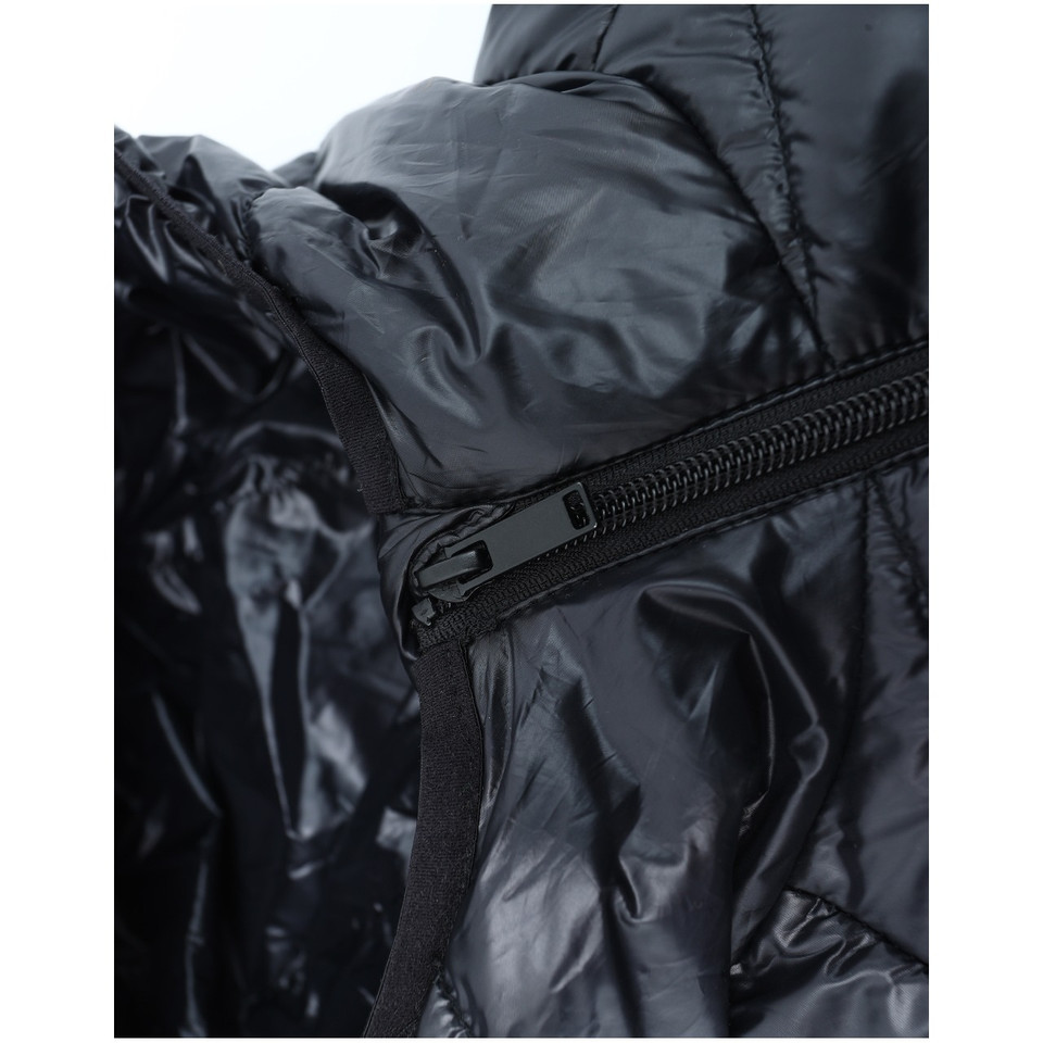 Black kids sustainable lightweight hooded puffer jacket - additional view