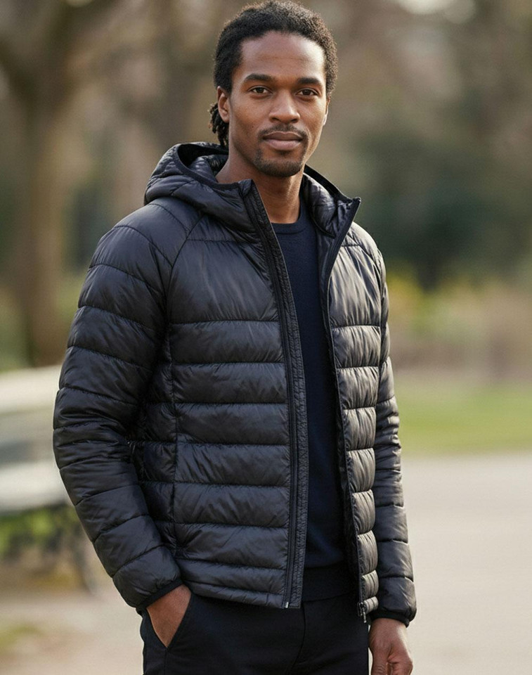 JUNEAU lightweight hooded puffer jacket in sustainable recycled materials for adults