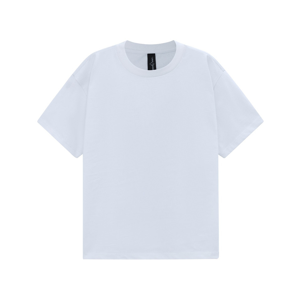 White unisex heavy cotton oversized tee in boxy relaxed fit - detail view