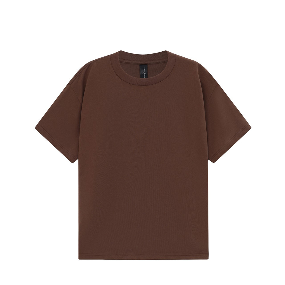Walnut unisex heavy cotton oversized tee in boxy relaxed fit - detail view