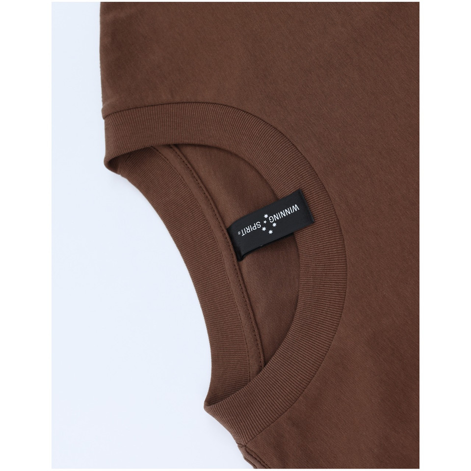 Walnut unisex heavy cotton oversized tee in boxy relaxed fit - side view