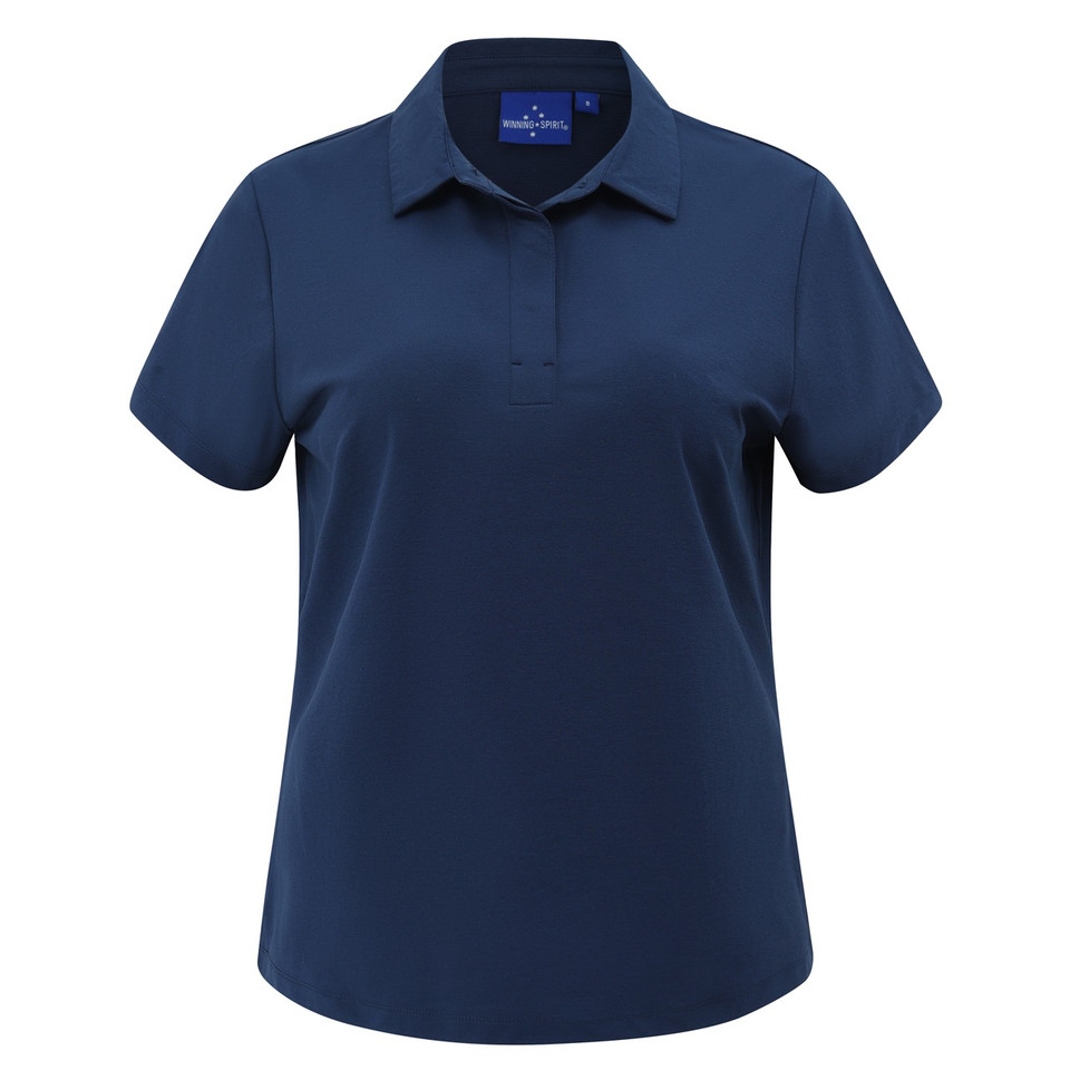 Navy womens high performance graphene polo with UPF 50+ - flat studio shot