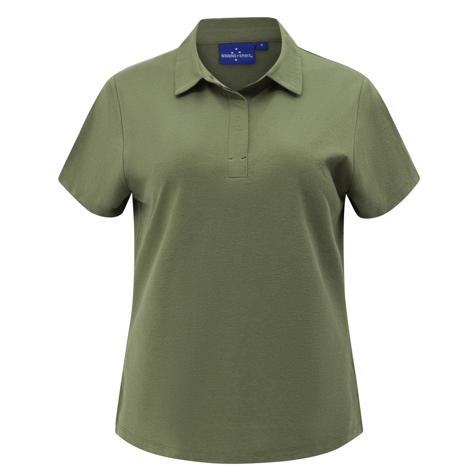 Olive Green womens high performance graphene polo with UPF 50+ - flat studio shot