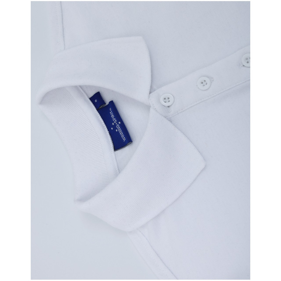 White womens classic cotton poly pique short sleeve polo - side view