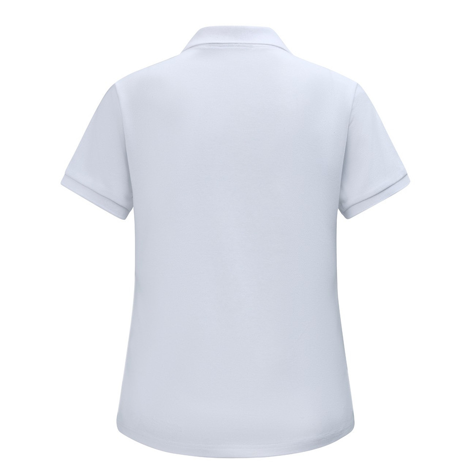 White womens classic cotton poly pique short sleeve polo - back view