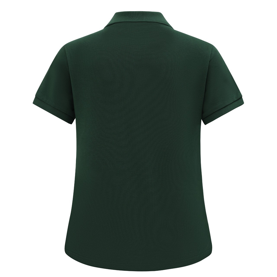 Forest Green womens classic cotton poly pique short sleeve polo - back view