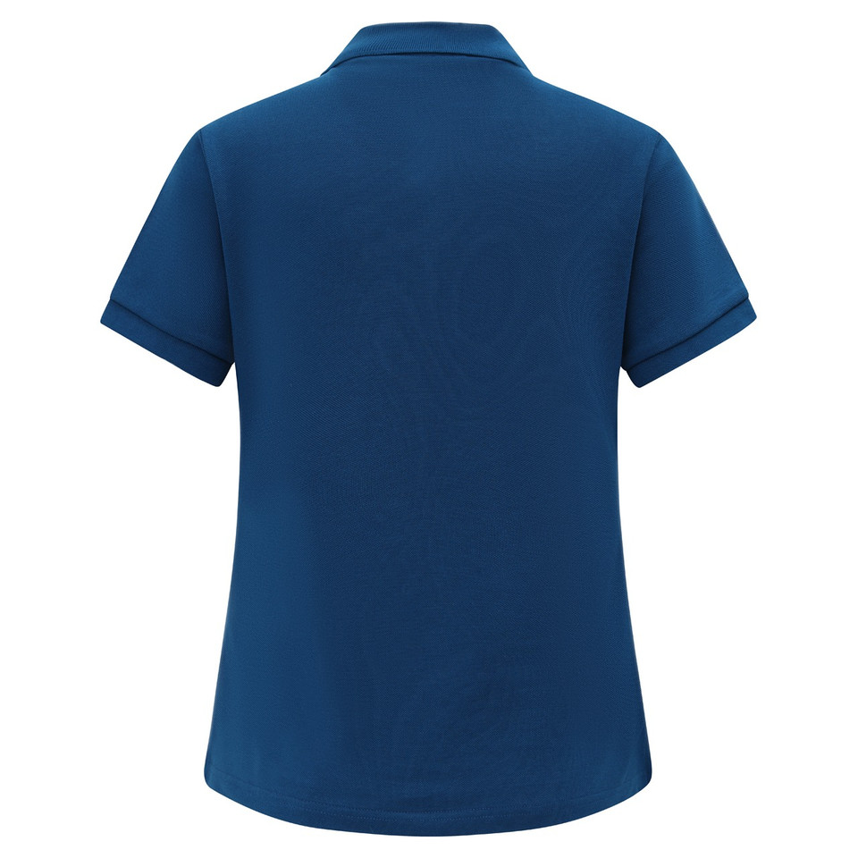 Ocean Blue womens classic cotton poly pique short sleeve polo - back view
