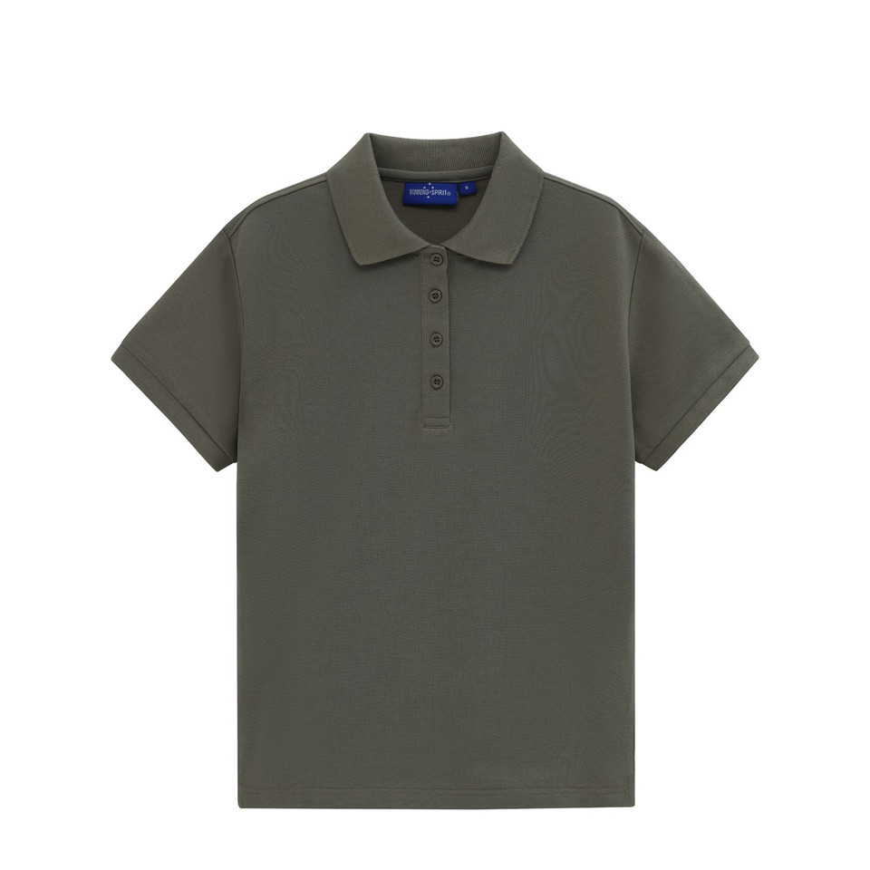 Smoke Sage womens classic cotton poly pique short sleeve polo - detail view