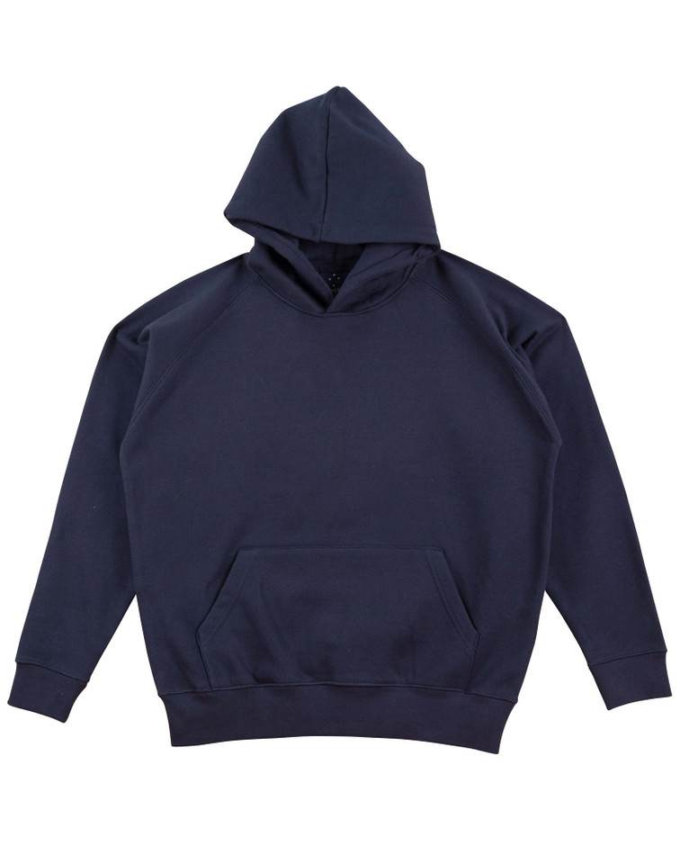 Navy kids cotton-rich hoodie with kangaroo pocket and ribbed cuffs