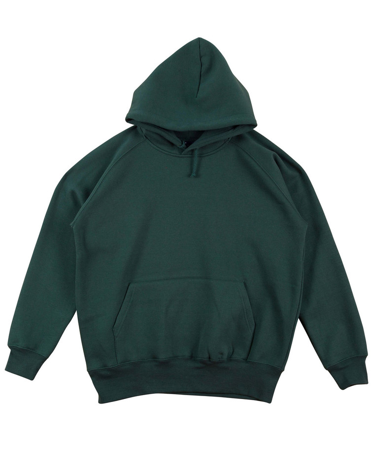 Forest green kids pullover hoodie with kangaroo pocket and drawstring hood