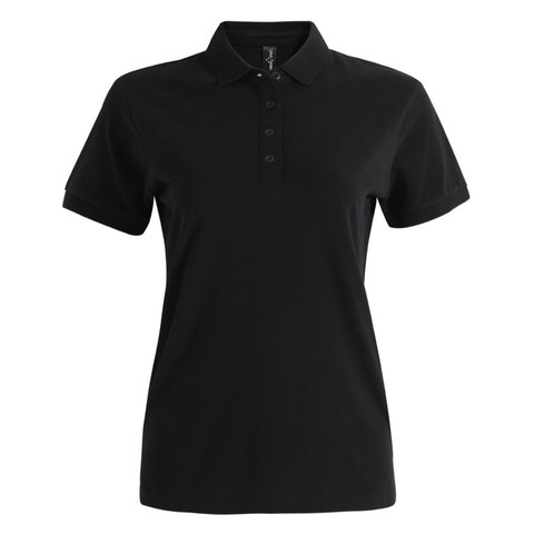 BAHAMA women's black cotton pique polo - front view