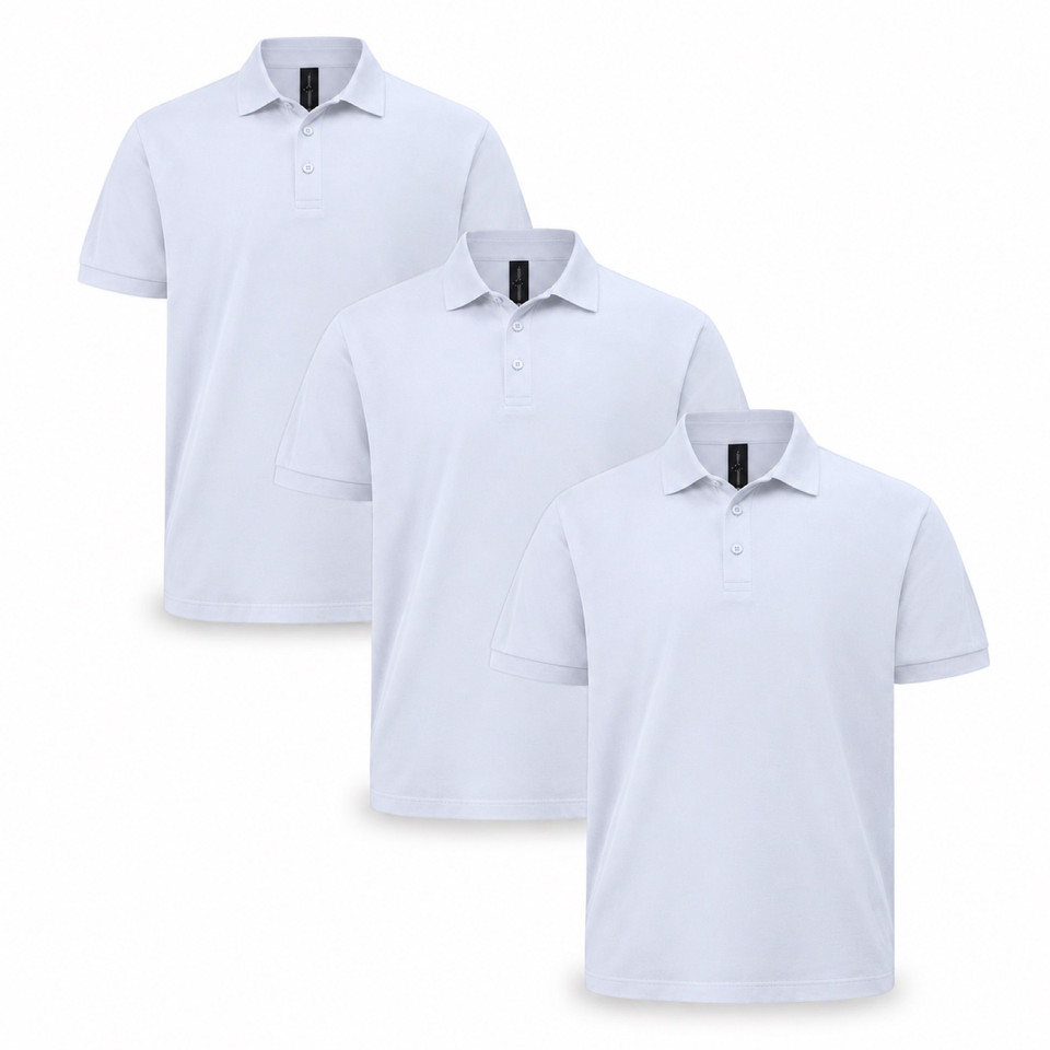 BAHAMA 3-pack men's white cotton pique polo shirts - bundle