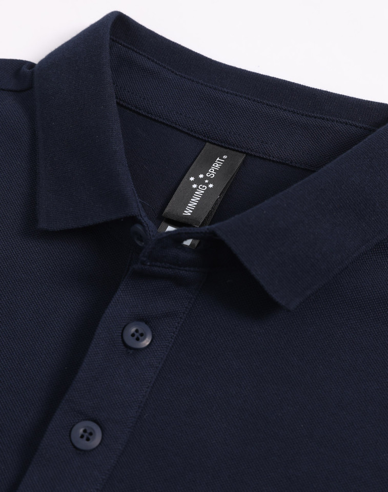 BAHAMA men's navy cotton pique polo - collar and button placket detail