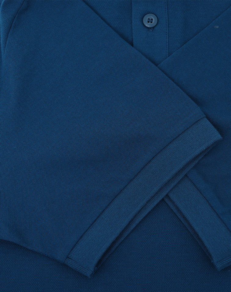 BAHAMA men's ocean blue cotton pique polo - sleeve and cuff detail