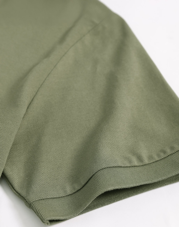 BAHAMA men's olive green cotton pique polo - sleeve and cuff detail