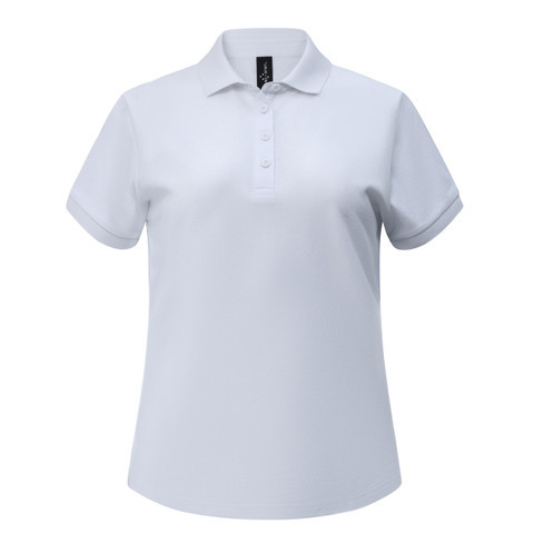 BAHAMA women's white cotton pique polo - front view