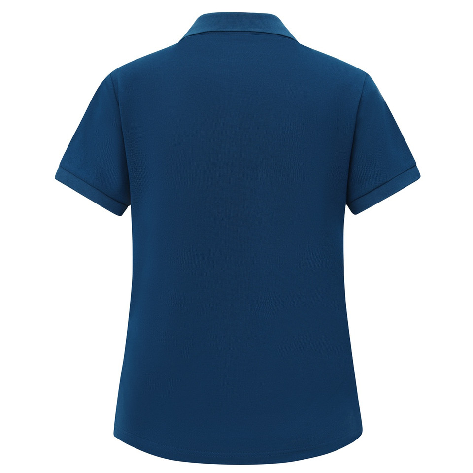 BAHAMA women's ocean blue cotton pique polo - back view