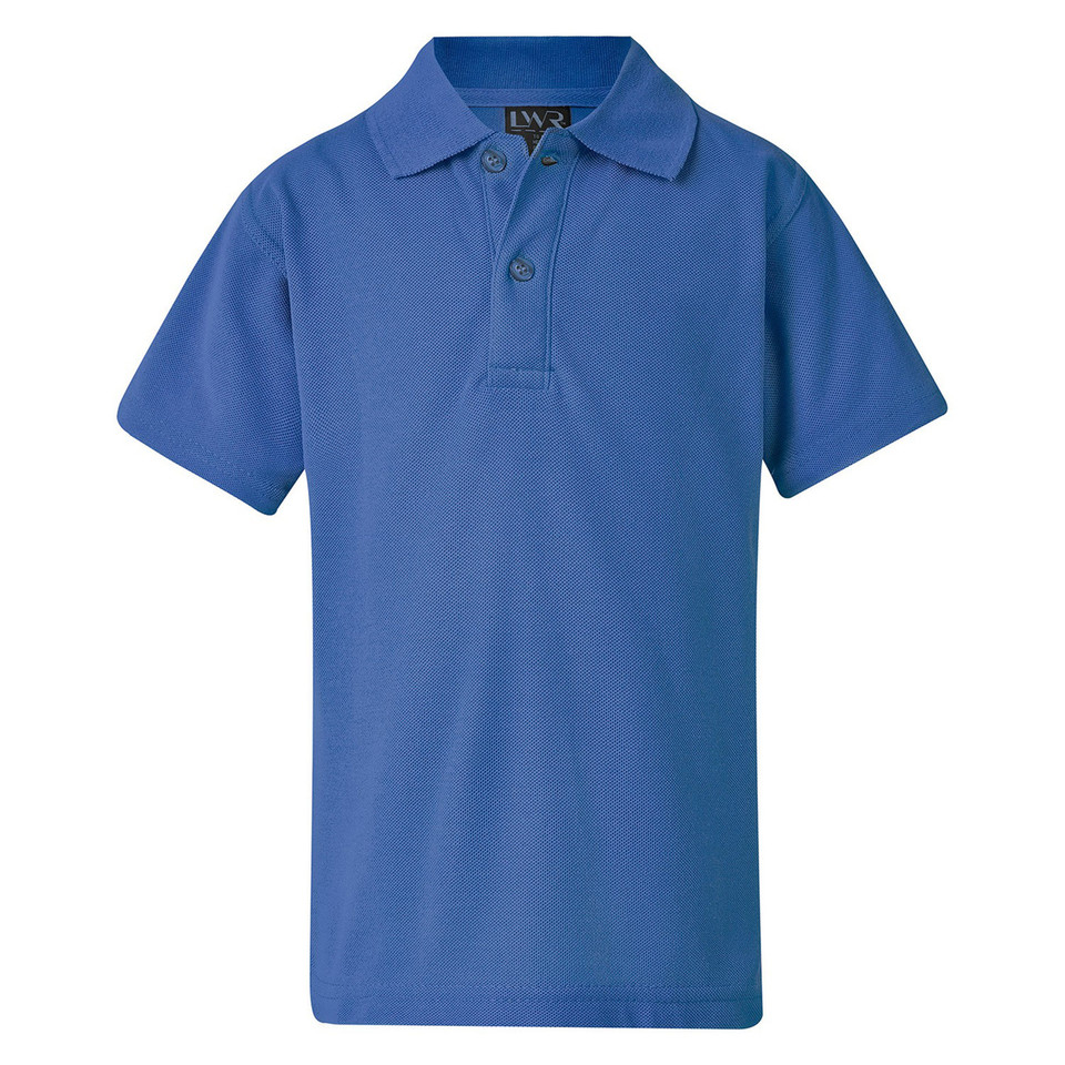 Kids royal blue pique polo shirt with collar and button placket