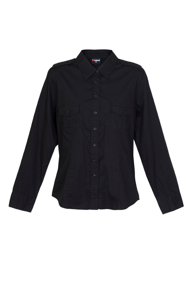 Plain Women Military Long Sleeve Black