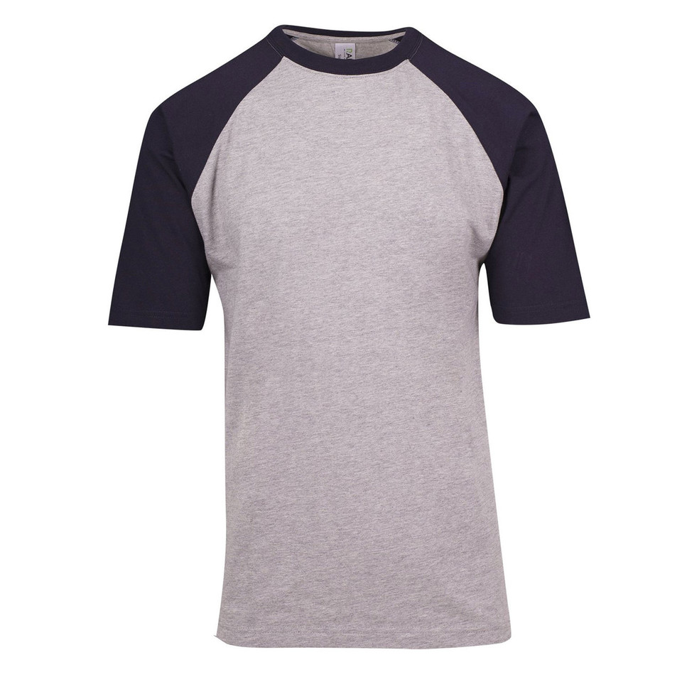 blank raglan t-shirts online | Grey Marle + Navy