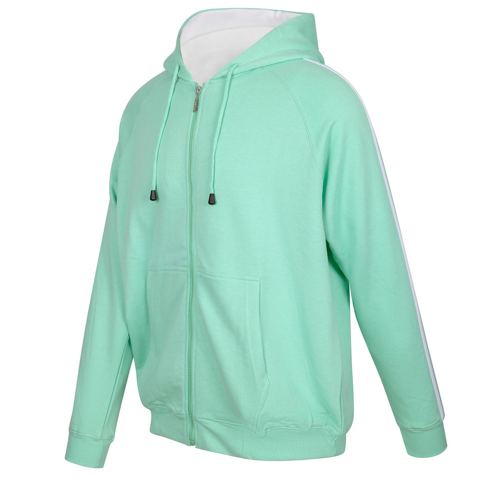 Mint Green+White | Bulk Buy Zip Hoody Track Jacket | Twin-Stripe Online