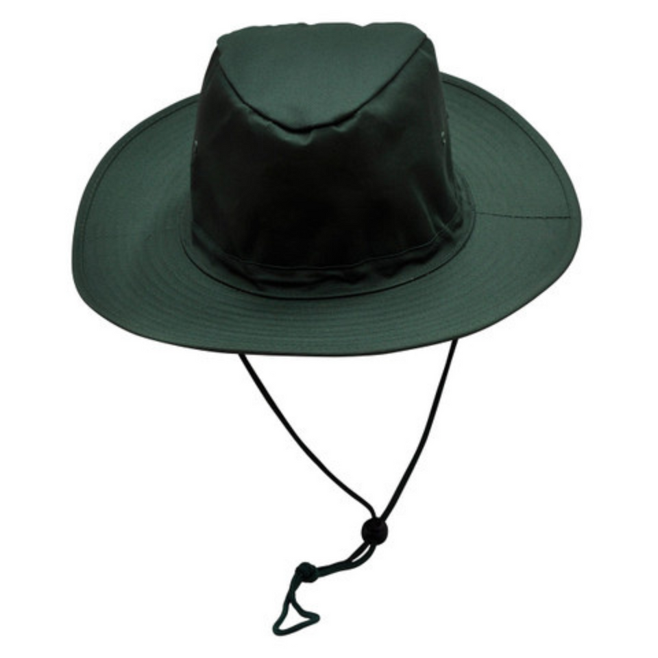 Bottle Plain Prospect slouch hat (bucket style) made from durable poly-cotton twill, featuring a firm brim, chin strap, and UPF 50+ excellent sun protection.