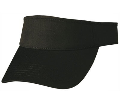 Black twill visor with curved peak and wide headband panel