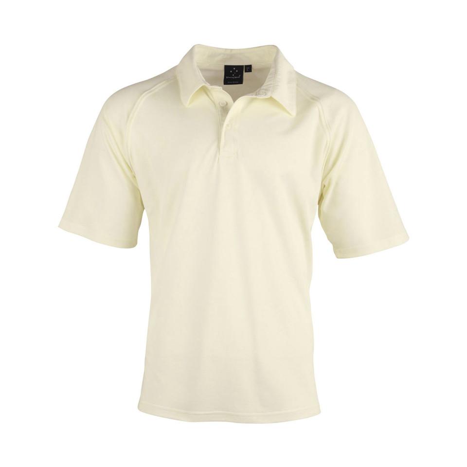 Cream | Quick Dry Mesh Knit Short Sleeve Cricket Polo