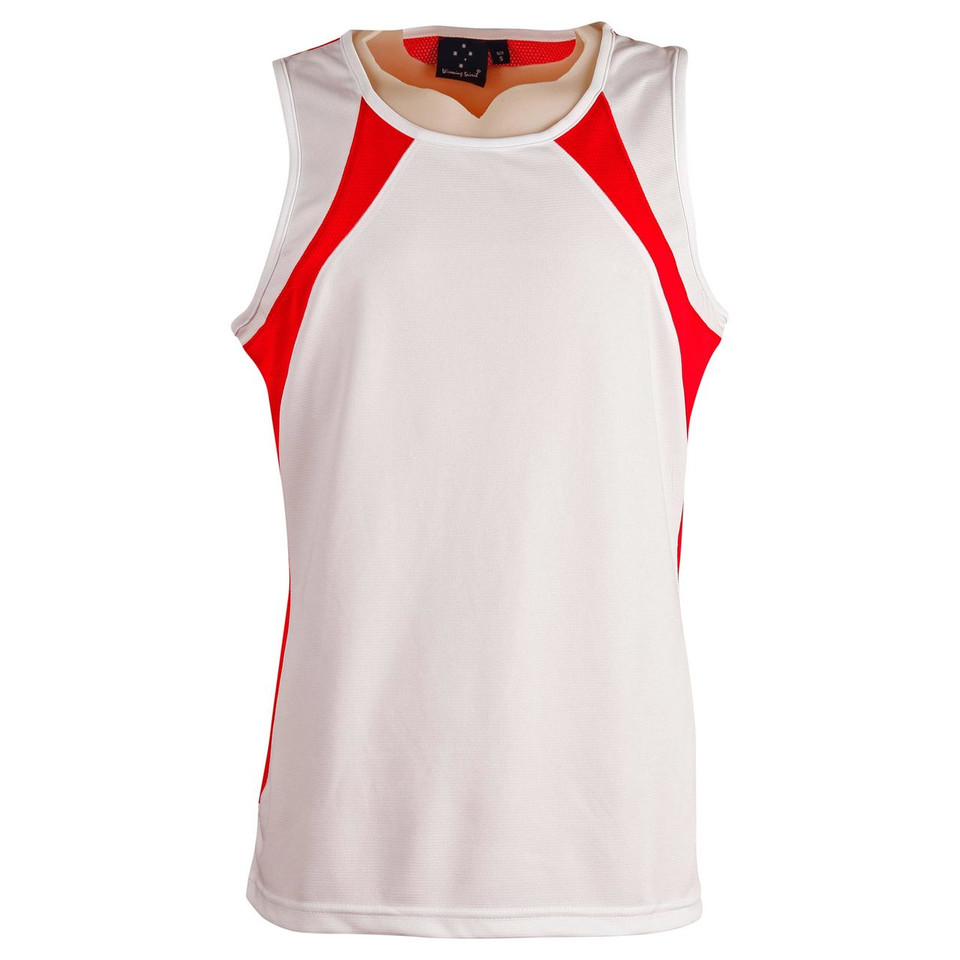 plain contrast team singlet | White/Red plain contrast team singlet | White/Red
