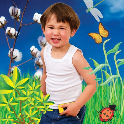 White organic cotton children's singlet with classic ribbed neckline and armholes