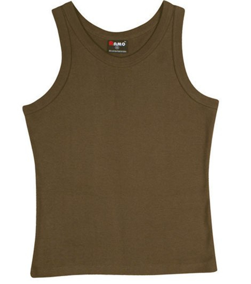 Bulk Discount Womens tank ribbed singlets | Brown