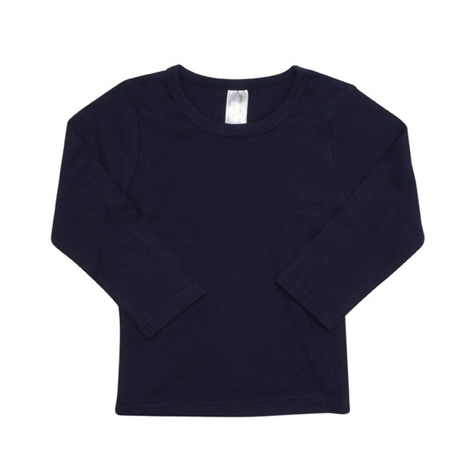 Navy Sian Children's Long Sleeve T-Shirt made from soft organic cotton, ideal for comfortable daily wear or school uniforms.