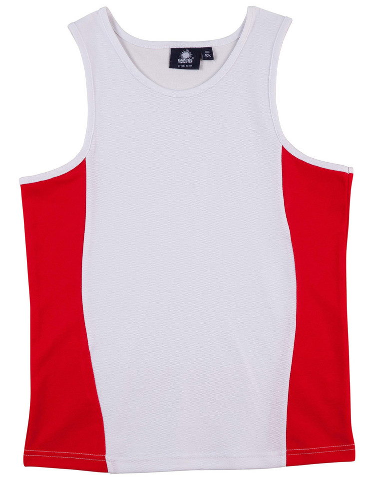 Wholesale Kids contrast sports singlet White/Red Wholesale Kids contrast sports singlet White/Red