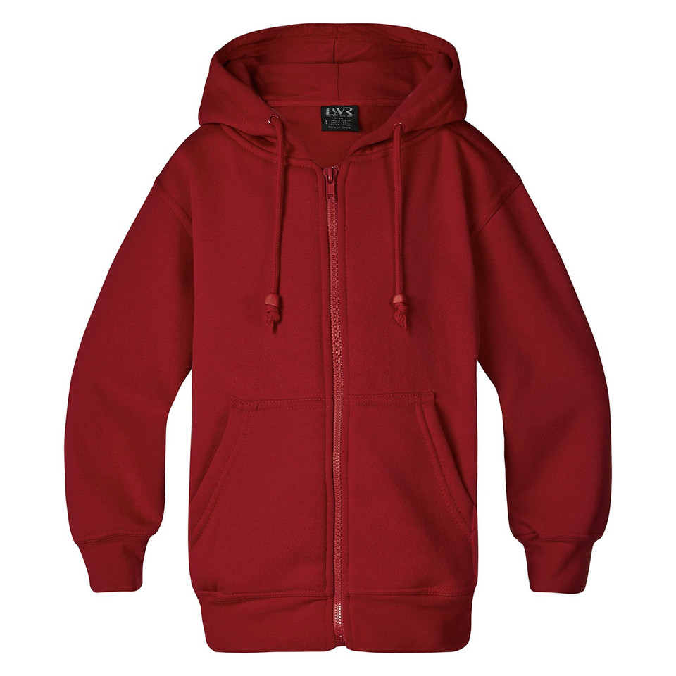 Maroon WHIPPER Heavy Duty Zipper Hoodie, a premium heavyweight full-zip hooded sweatshirt with a warm fleece interior and reinforced stitching, suitable for workwear or casual use.