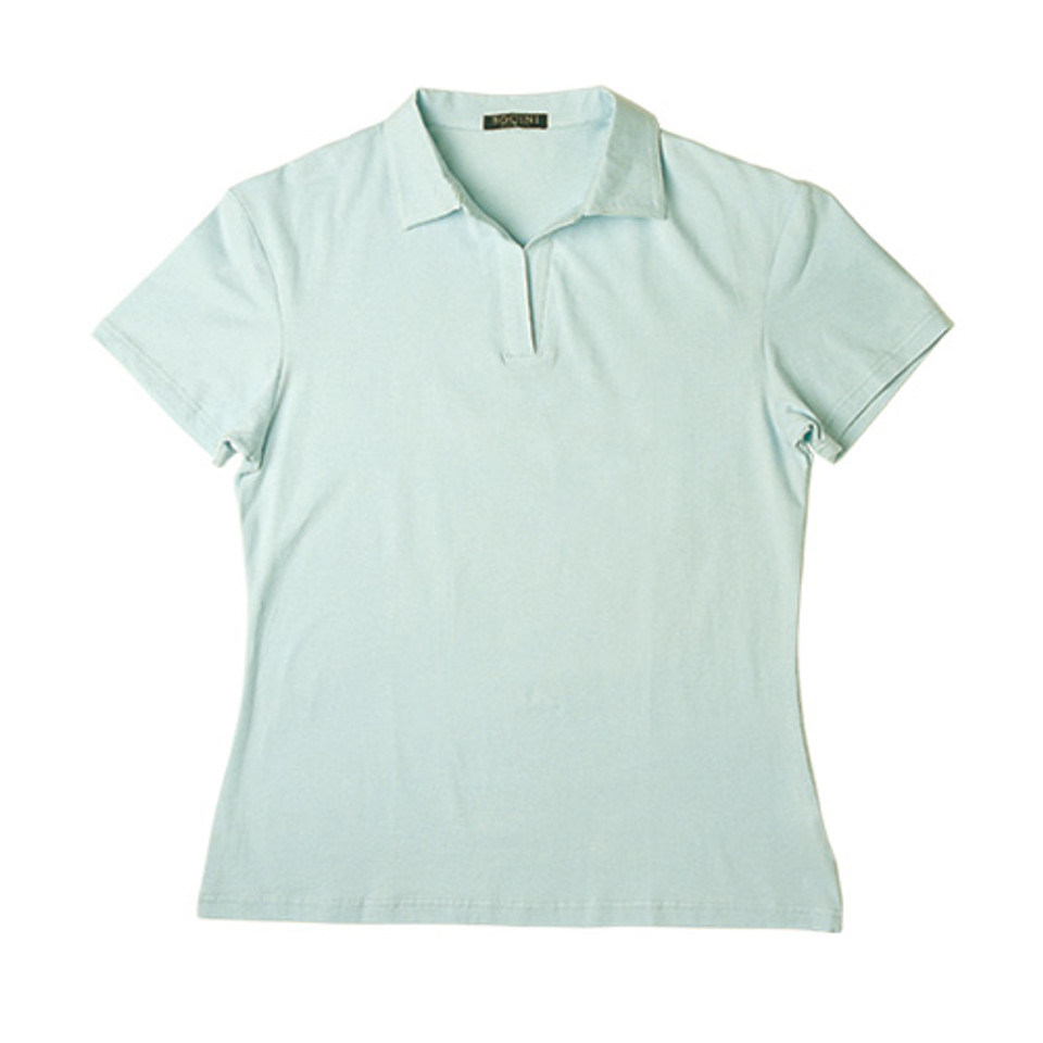 bulk buy women v neck polos | sky blue