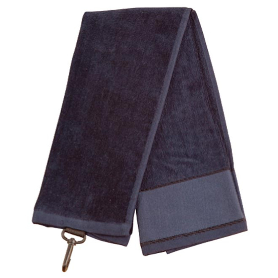 PAR blank terry velour golf navy blue towel with grommet and hook for custom branding