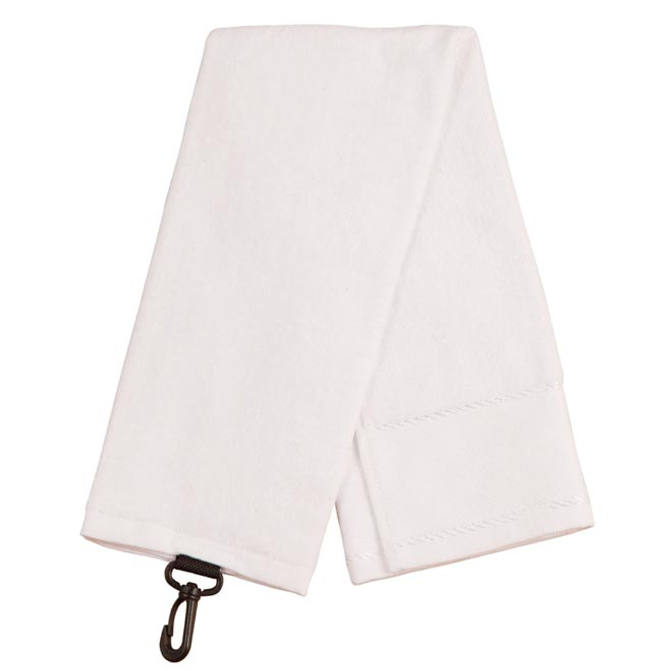 PAR blank terry velour golf white towel with grommet and hook for custom branding