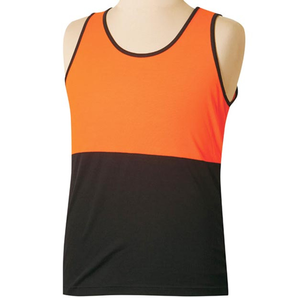 SCOTTY | safety truedry® mesh knit singlet | orange + navy SCOTTY | safety truedry® mesh knit singlet | orange + navy