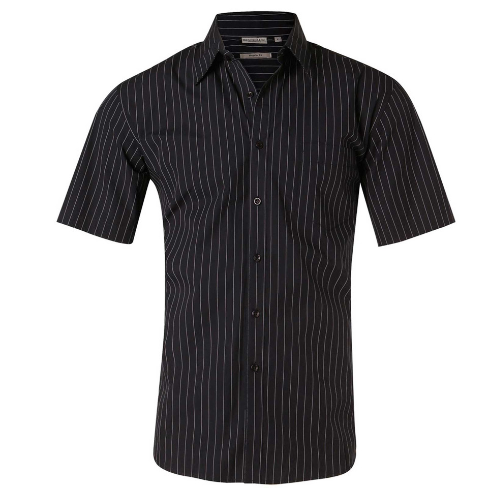 Shop pin stripe shirts men short sleeves | Navy