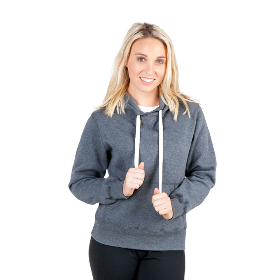 FROST Ladies and Junior Super Heavy Fleecy Hoodie, a warm, thick, heavyweight pullover sweatshirt with a hood and large kangaroo pocket, ideal for maximum warmth.