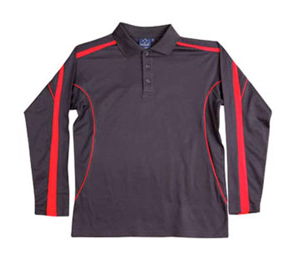 bulk buy contrast polo | long sleeves | navy/red
