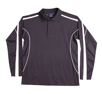 quick dry contrast polo | long sleeves | navy/white
