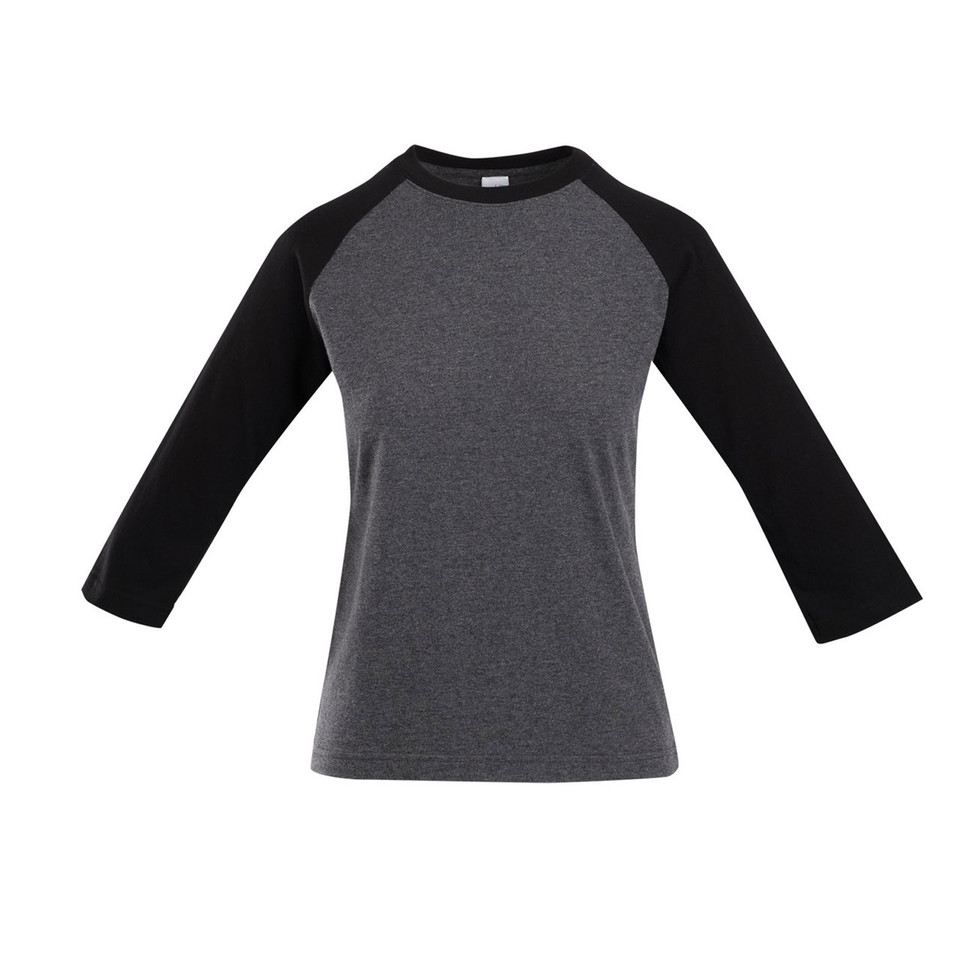 Ladies Two Tone Raglan Tshirts Online |  Dark Marl + Black
