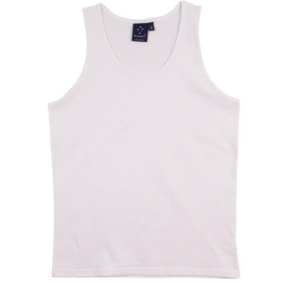 CHUCK Mens 100% Cotton Tank Top Singlet White WS-TS18 Blank Clothing