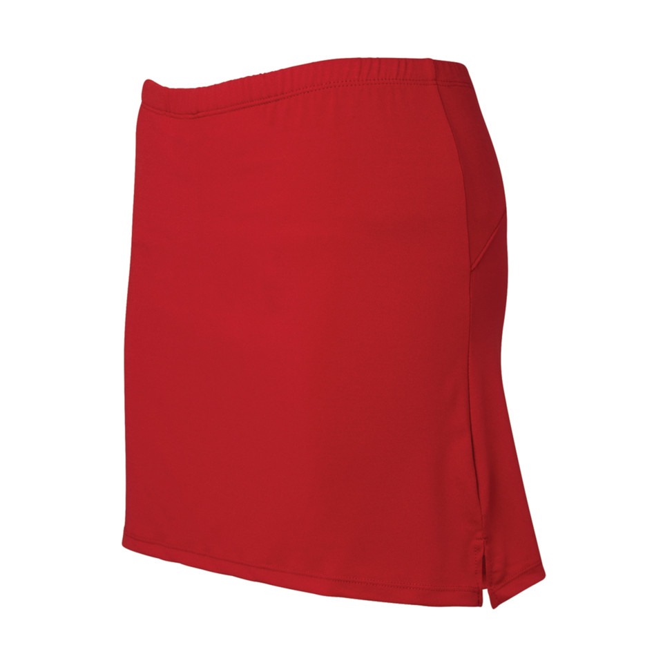 Bright red ladies stretch skort with side split detail and flat front panel