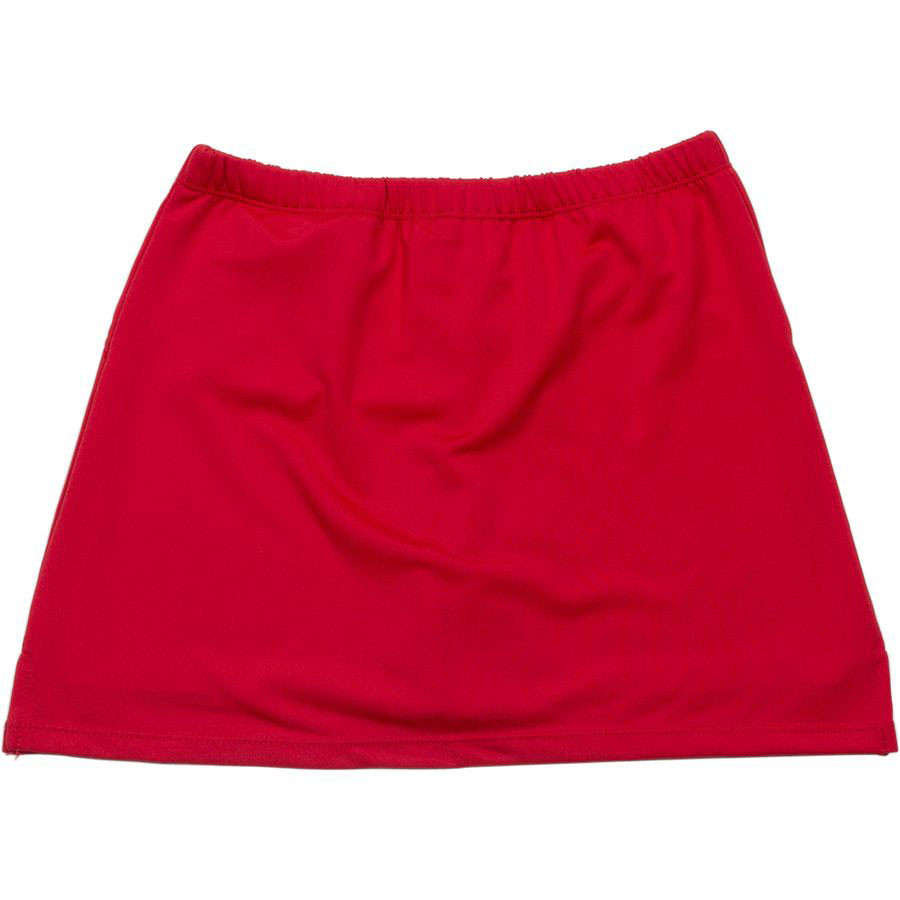 Cherry red stretch skort with elasticated waistband and flat front panel ideal for decoration