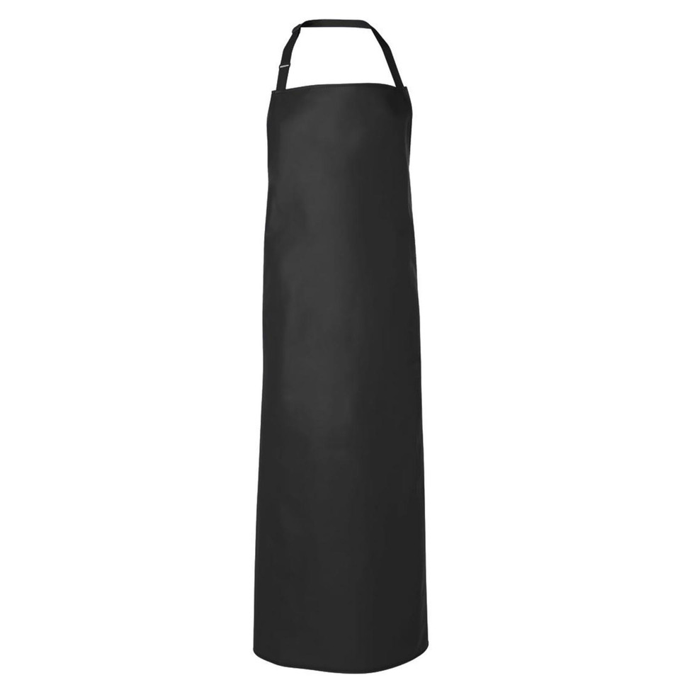 Black Heavy Duty Vinyl Apron, a durable, waterproof protective covering ideal for industrial use, kitchen work, or chemical handling.