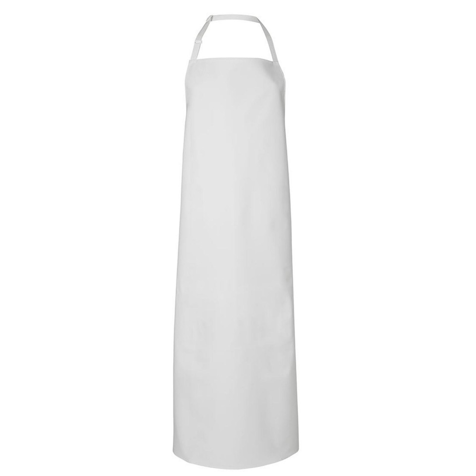 White Heavy Duty Vinyl Apron, a durable, waterproof protective covering ideal for industrial use, kitchen work, or chemical handling.