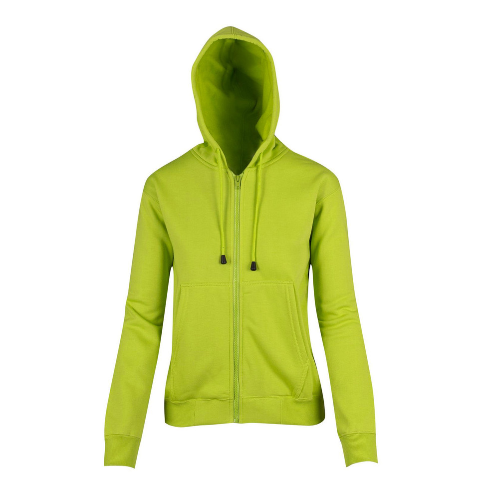 Mitch Zipper Fleecy Hoodie Lime Green