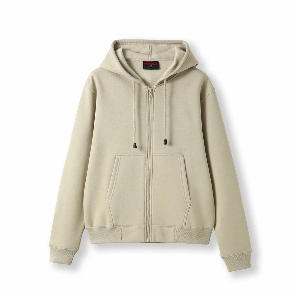 Plain Ladies Zipper Hoodie Jacket | Sand